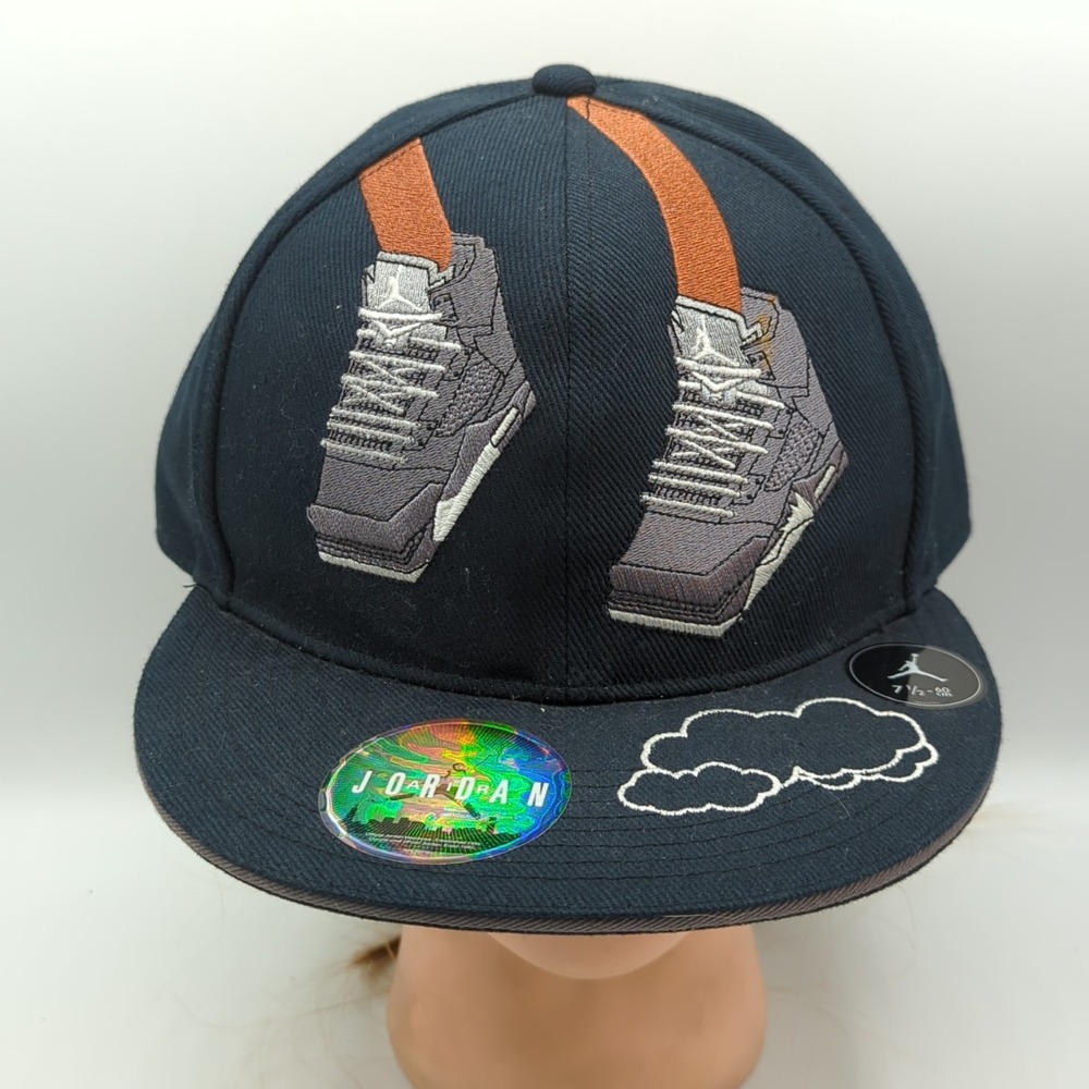 Air Jordan AJ Retro 8 Hat Men 7 1/2 Black Embroidered Logo Jumpman Fitted Cap